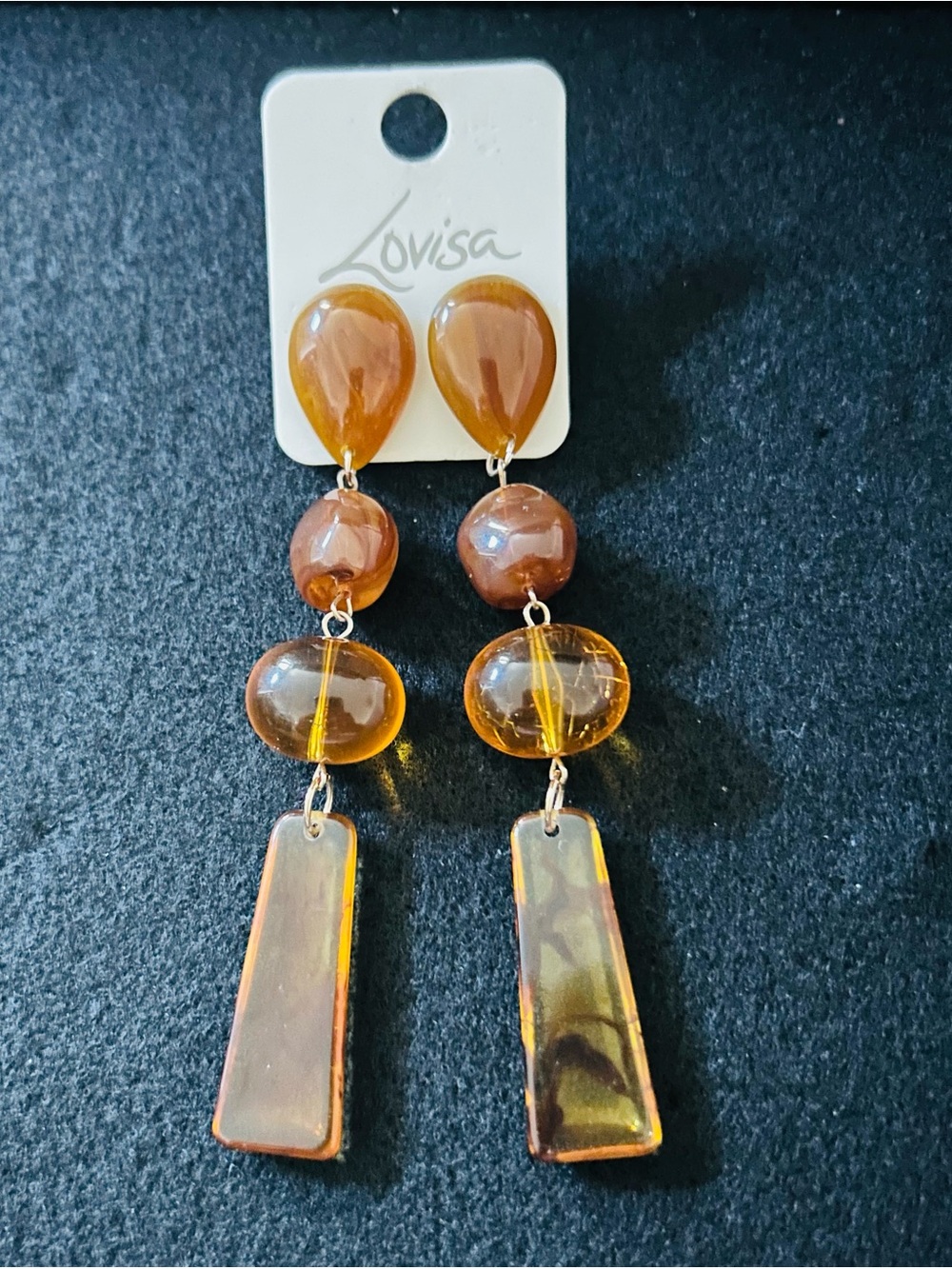 Lovisa Lightweight Amber Colored Drop Dangle Earrings NWOT